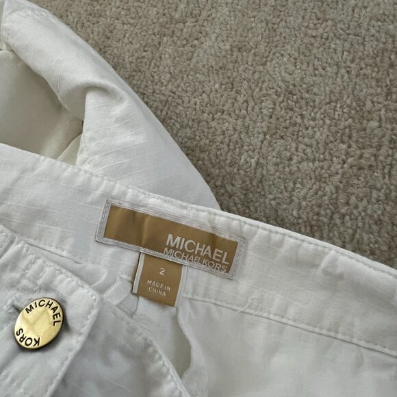 MICHAEL Michael Kors High Rise Wide Leg Cotton Cargo Pants 2 - Picture 2 of 11